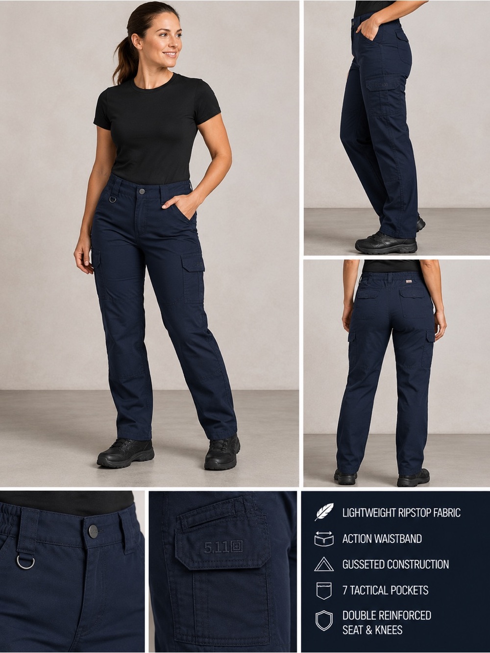 5.11 Tactical Women’s Taclite Pro Pants Navy Blue Ripstop Cargo Utility Size 16R